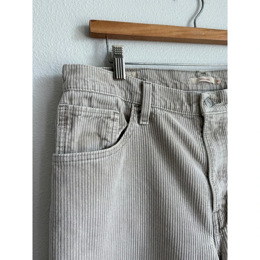 Levis Baggy Dad Corduroy Pants Tan Beige Mid Rise 31x30 Straight Leg